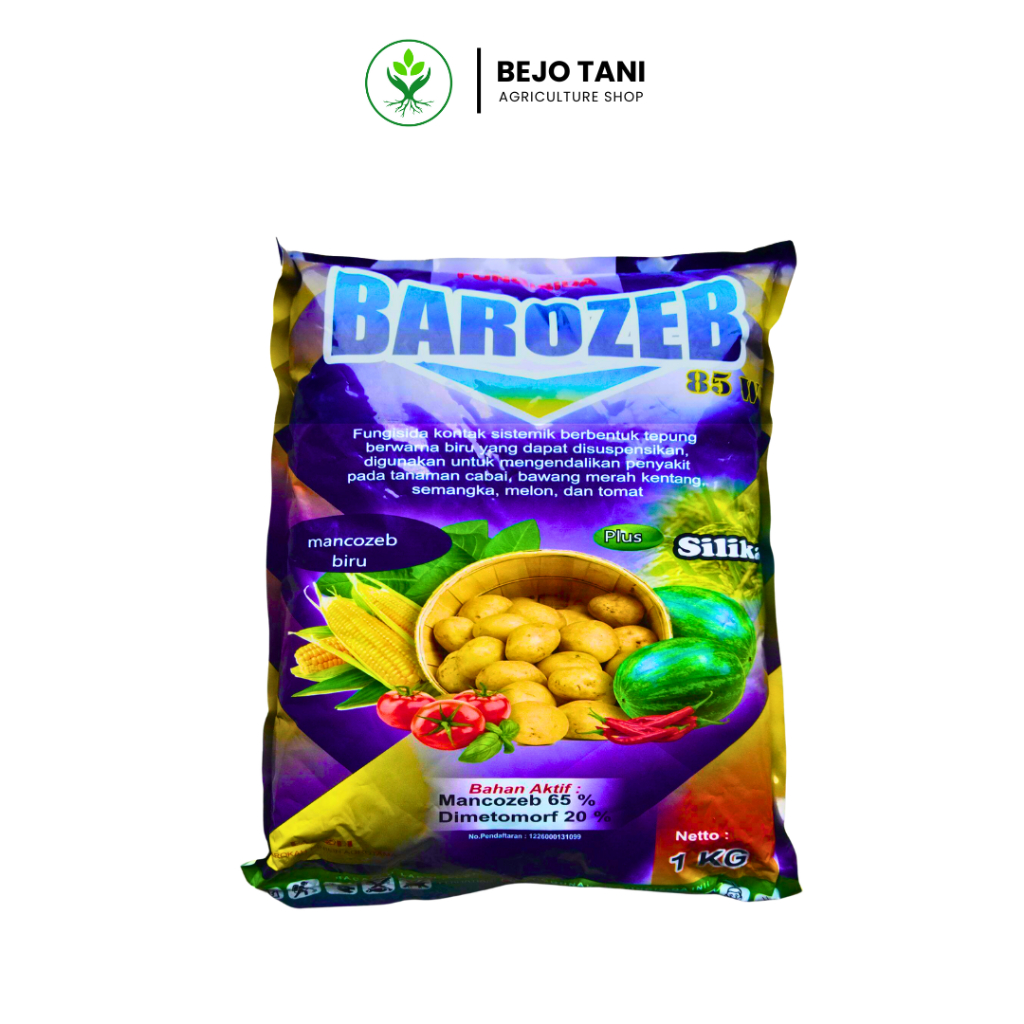 Fungisida BAROZEB 85WP 1Kg - Obat Jamur Tanaman Bahan Aktif Mancozeb Biru 65% Plus Silika Sistemik Ampuh Mengendalikan Jamur Tanaman Cabe sampai Tomat