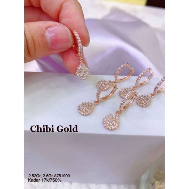Anting emas 750 kadar 17k-chibigold