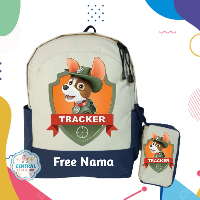 TAS RANSEL BACKPACK ANAK SEKOLAH SD / TK CUSTOM GAMBAR PAW PATROL TRACKER FREE CETAK NAMA