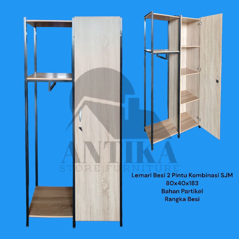 Lemari / Lemari Baju / Lemari Pakaian / Lemari besi 2 pintu kombinasi
