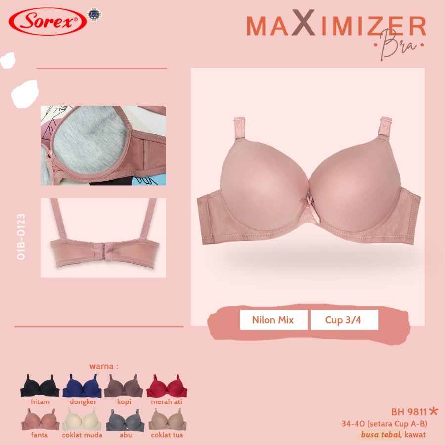 bh push up bra sorex 9811 kawat busa tebal maximizer