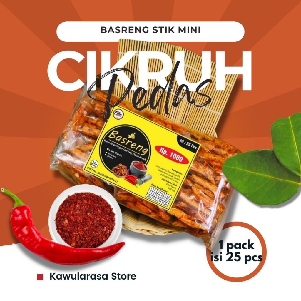 

Basreng Mini Stik Pedas Cikruh Oma Rawit - 1 pack isi 25 pcs