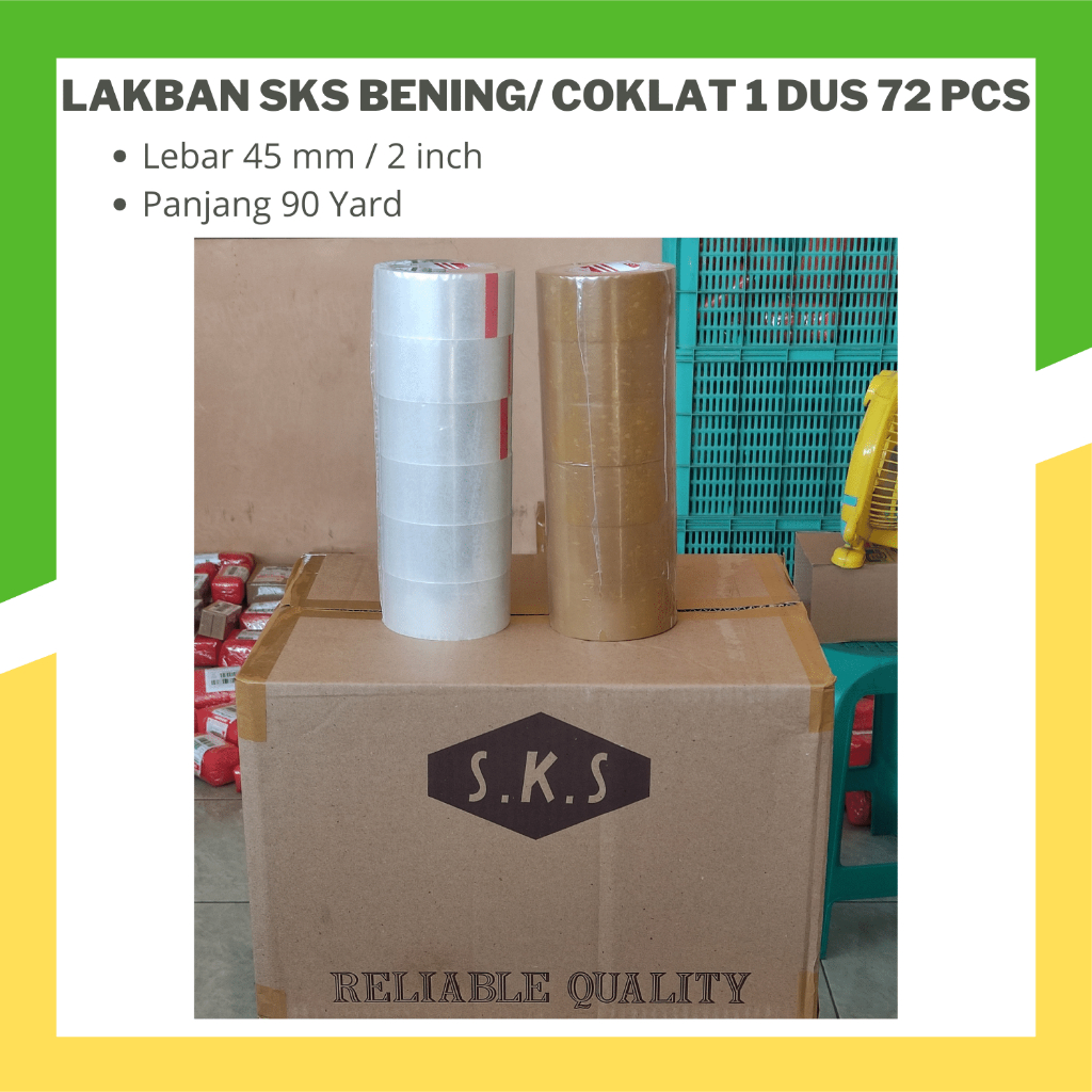 

SKS Lakban COKLAT 1 Dus 72 Roll L: 45mm P 90 Yard