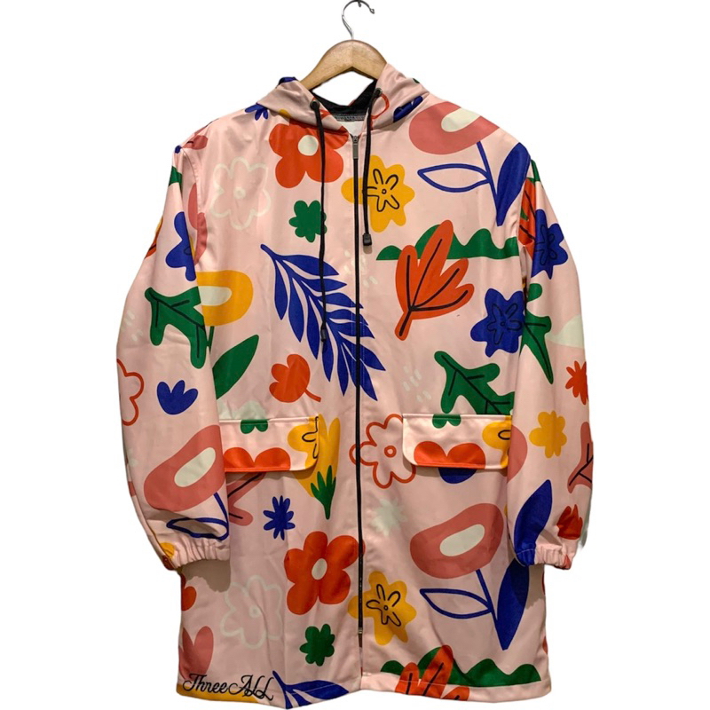 JAKET PARKA JAKET HIJABER MOTIF BUNGA JAKET WANITA FULL PRINTING