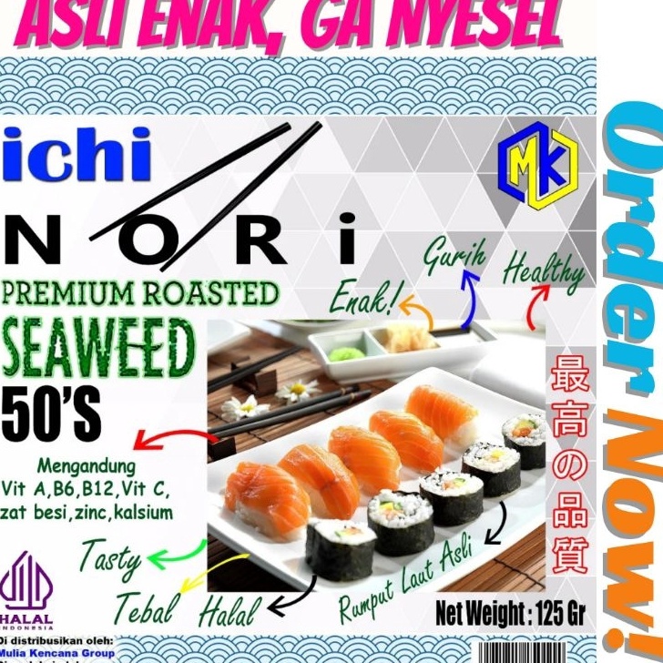 

Produk Keren ICHI NORI SUSHI NORI 50 LEMBAR RUMPUT LAUT DRIED SEAWEED 125 GR Best Seller