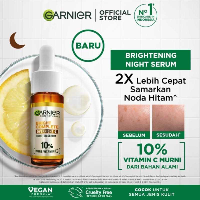 Garnier Bright Complete Overnight Vitamin C Serum 15ml - Serum Malem Vitamin C Mencerahkan