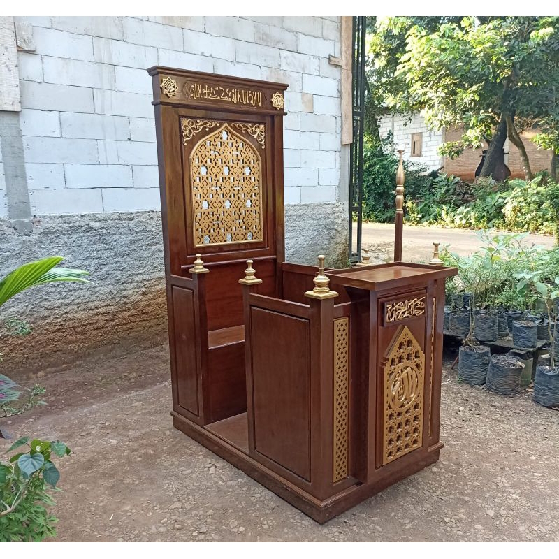 MIMBAR KUBAH MASJID MINIMALIS_MIMBAR KUBAH MASJID KAYU JATI