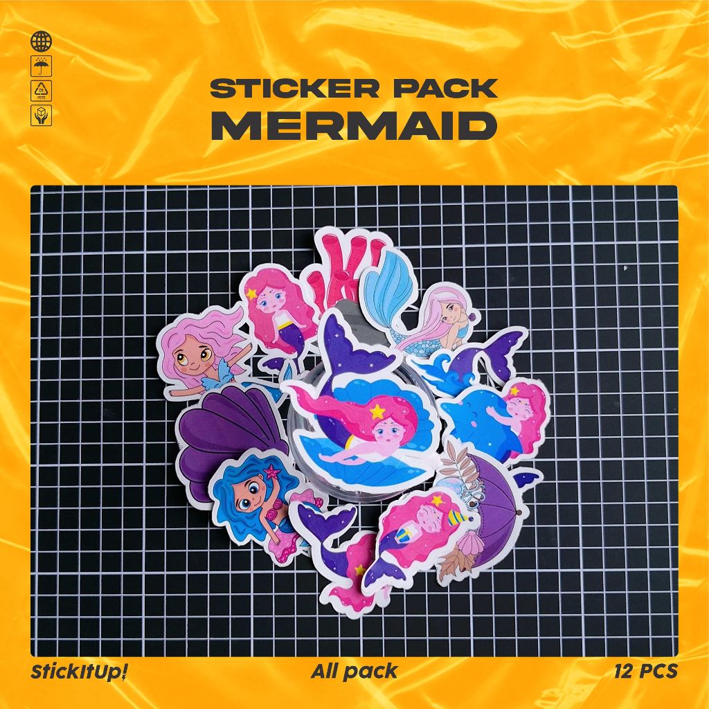 

COD✨ StickItUp Stiker Pack Kartun Pink Ungu Mermaid Lucu Keren Untuk Koper Laptop Skateboard