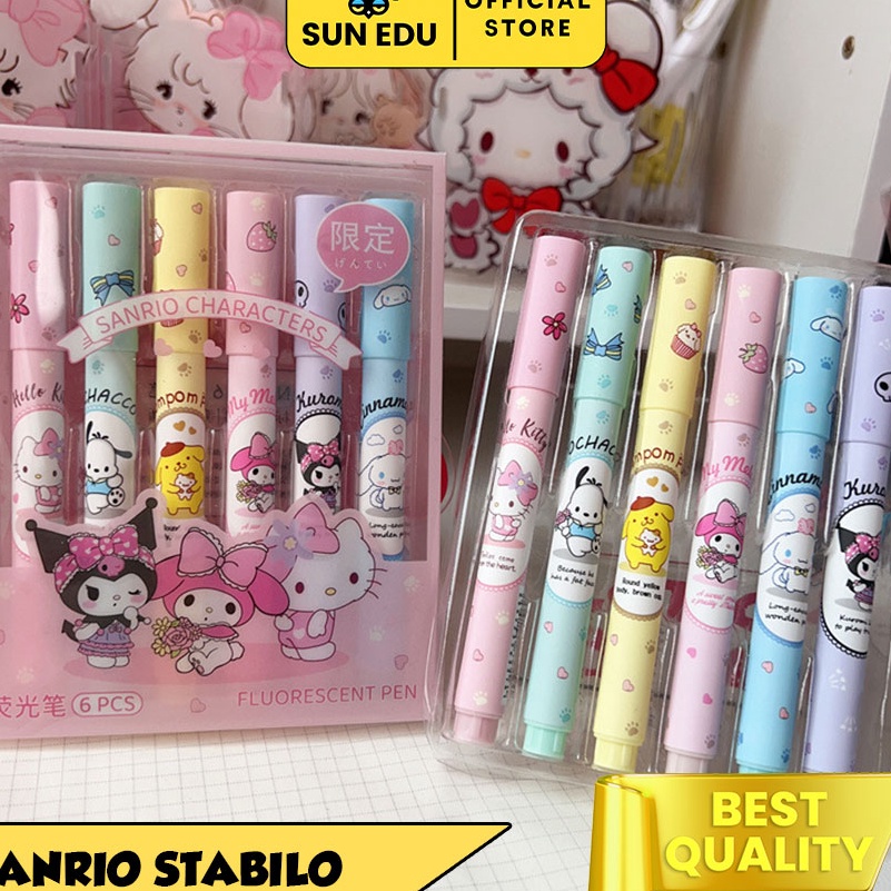 

Bestseller 6 PCS 1 set Stabilo sanrio highlighter/ Stabilo pastel color cute penanda pewarna Produk