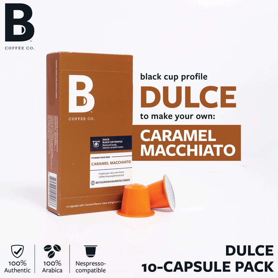 

Laris B Coffee Co. Dulce Caramel Macchiato Kopi Kapsul Nespresso Compatible Coffee Capsule Ready