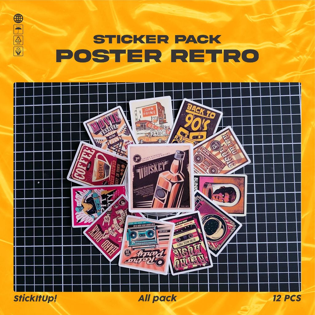 

COD✨ StickItUp Stiker Pack Poster Dinding Retro Colorfull Keren Untuk Koper Laptop Skateboard