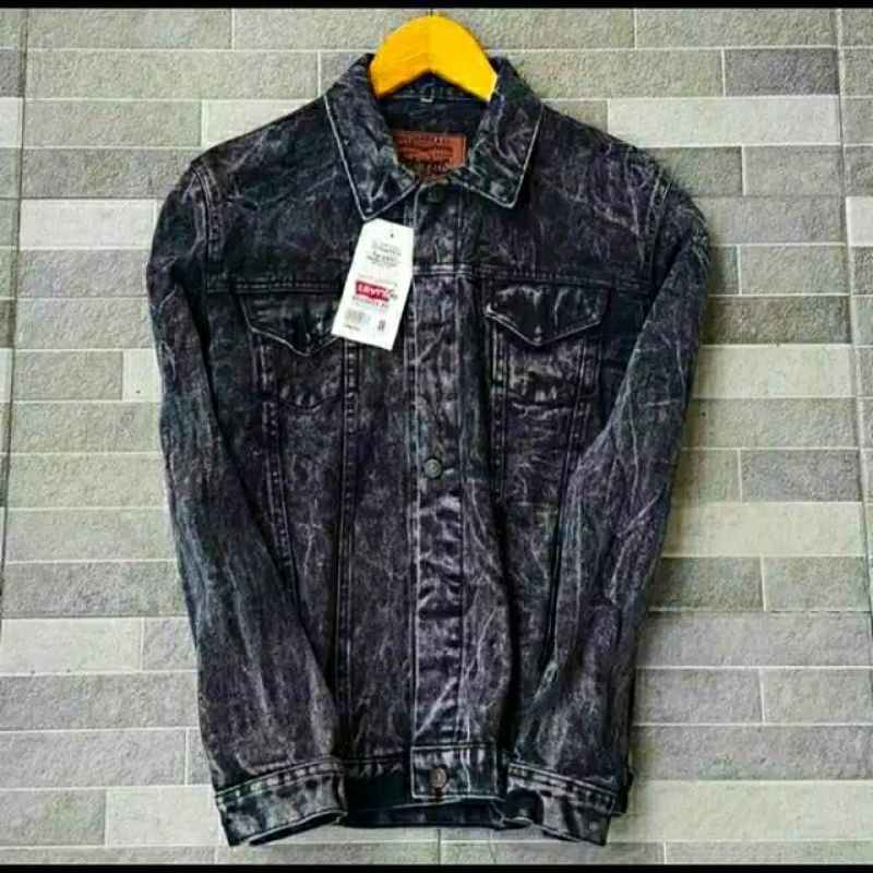 Ready Jaket Jeans Denim Pria Cowok Premium Terbaru 2023 Warna Biru Tua Biowash / Jaket Jeans Sobek R