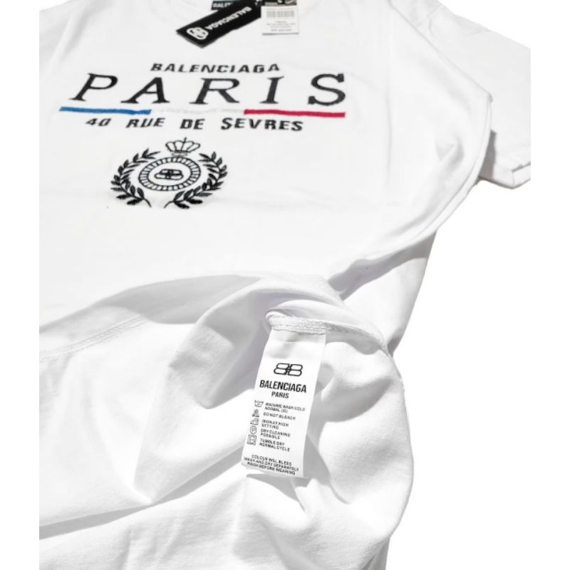 kaos bordir import t-shirt distro premium kaos lengan pendek BLNCG PARIS branded full tag pakaian pr