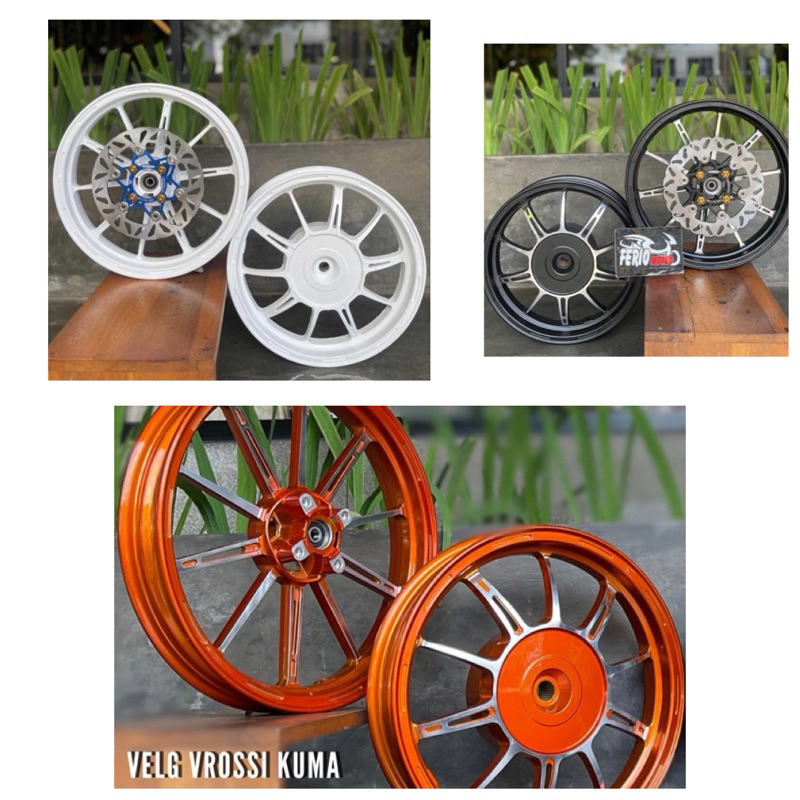 Velg Rossi KUMA Vario Beat Scoopy Vario125 150 PCX160 Cbs uk 185/215 Ring 14  Hitam Putih Oren