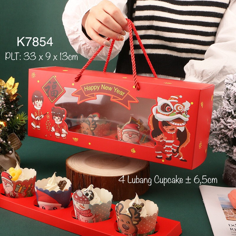 

(5 Pcs) Kotak Sincia K7854 Box Imlek| Dus Kue cupcake Dus Special Imlek 33x9x13cm