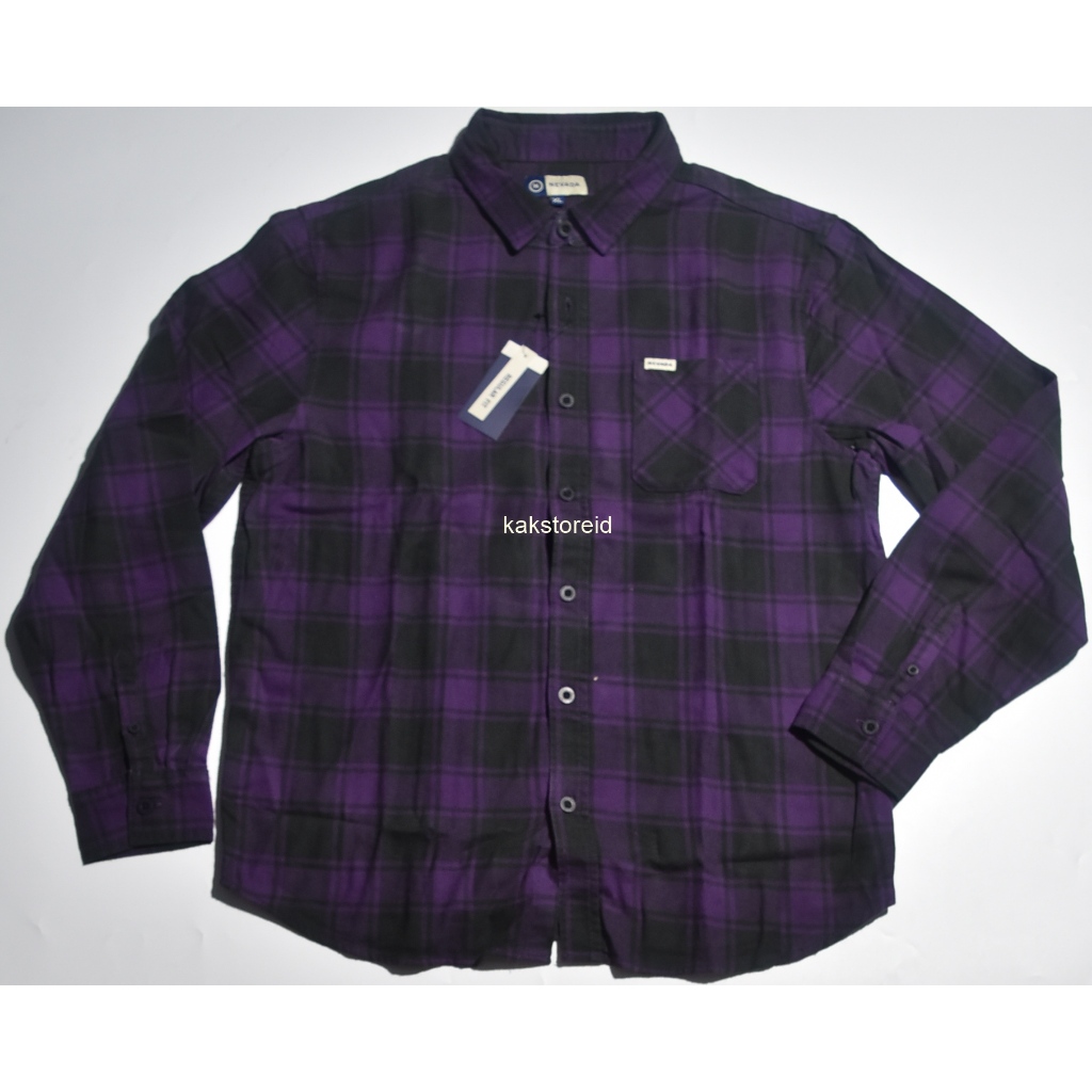 Kemeja Pria Lengan Panjang Kotak Kotak Ungu Hitam Kemeja Merk ***ADA NVD 234 Kemeja Murah Banget