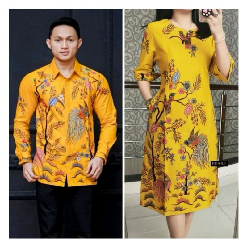Couple batik modern || dress kuning couple