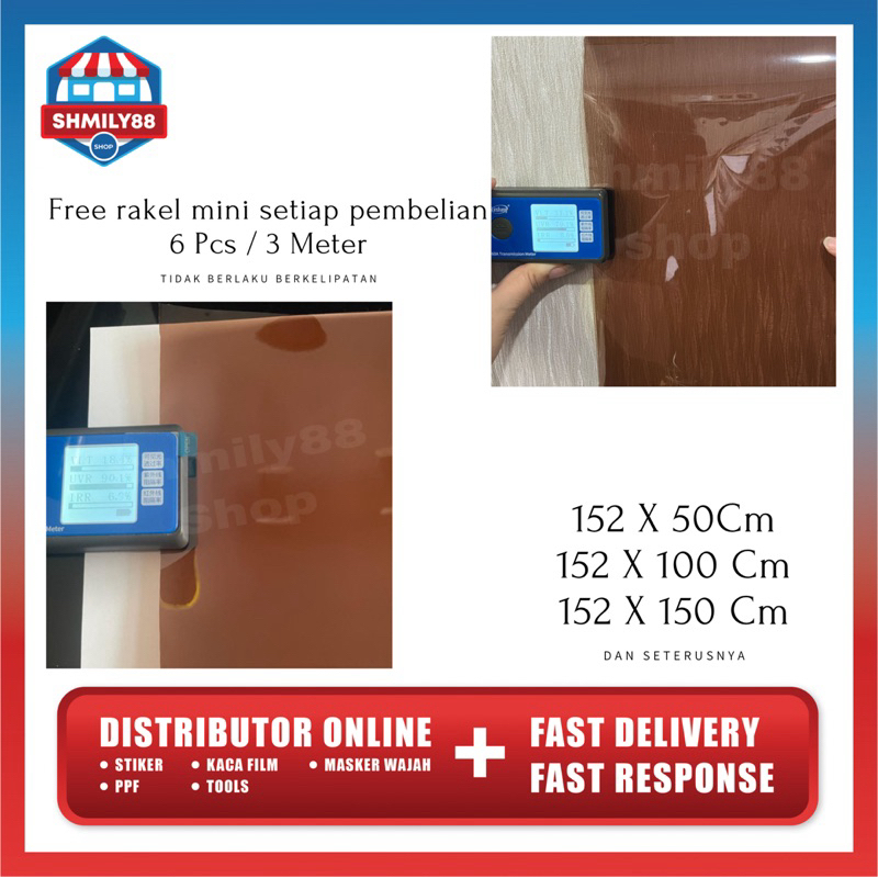 Kaca Film Riben Coklat Kaca Film Fashion Kaca Film Mobil Dan Gedung Harga Jual 1 pcs 152 CM X 50 CM