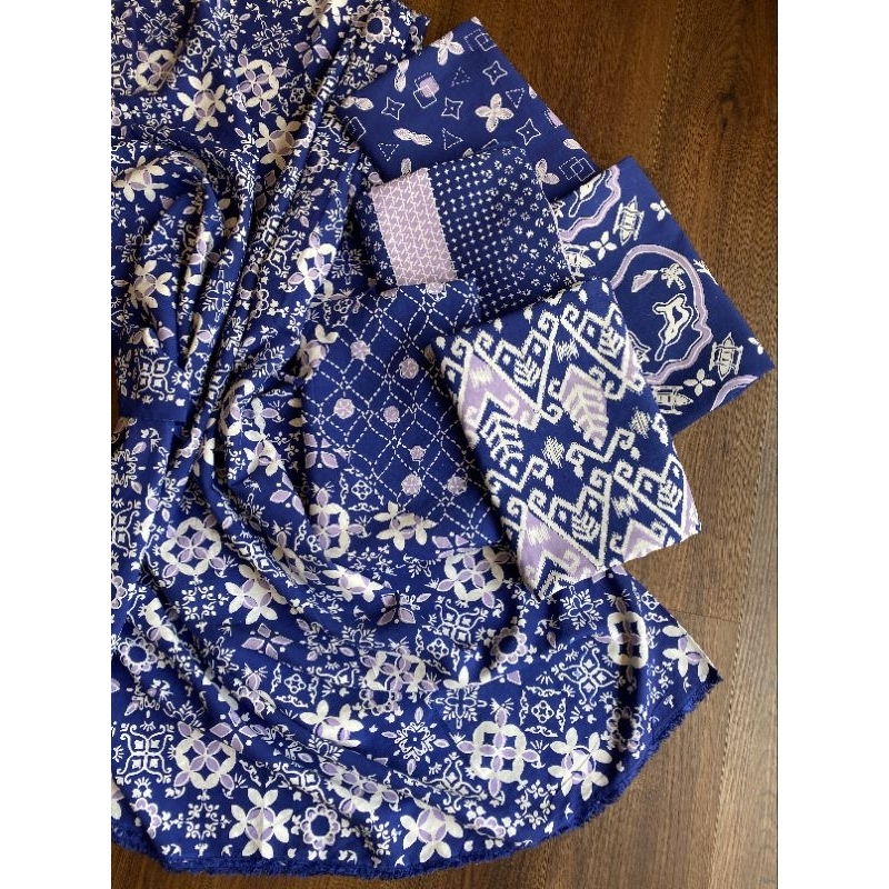 Kain Batik Cap-Tulis Tencel Biru Electric Dusty Purple