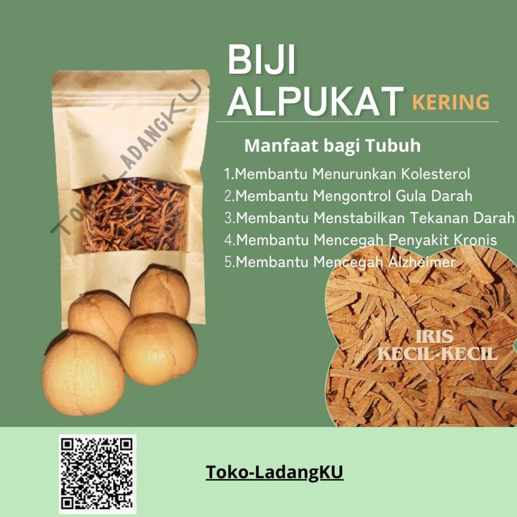 

BIJI ALPUKAT KERING 100 gr ( iris kecil-kecil/serut)