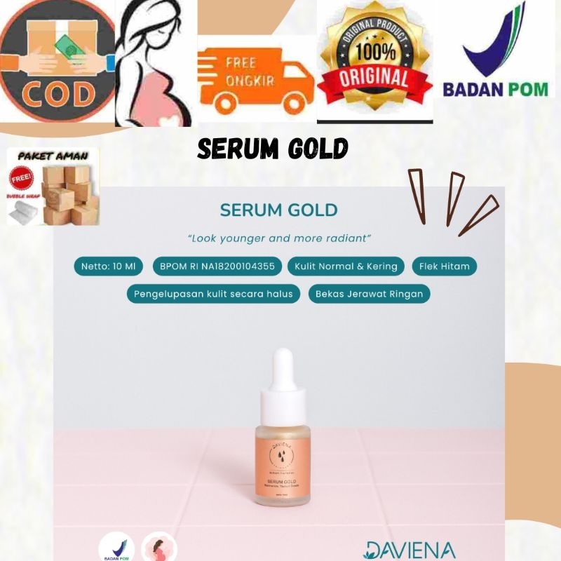 DAVIENA SKINCARE SERUM GOLD | SKINCARE BPOM | CREAM PEMUTIH WAJAH DAVIENA SKINCARE PAKET ACNE SERIES