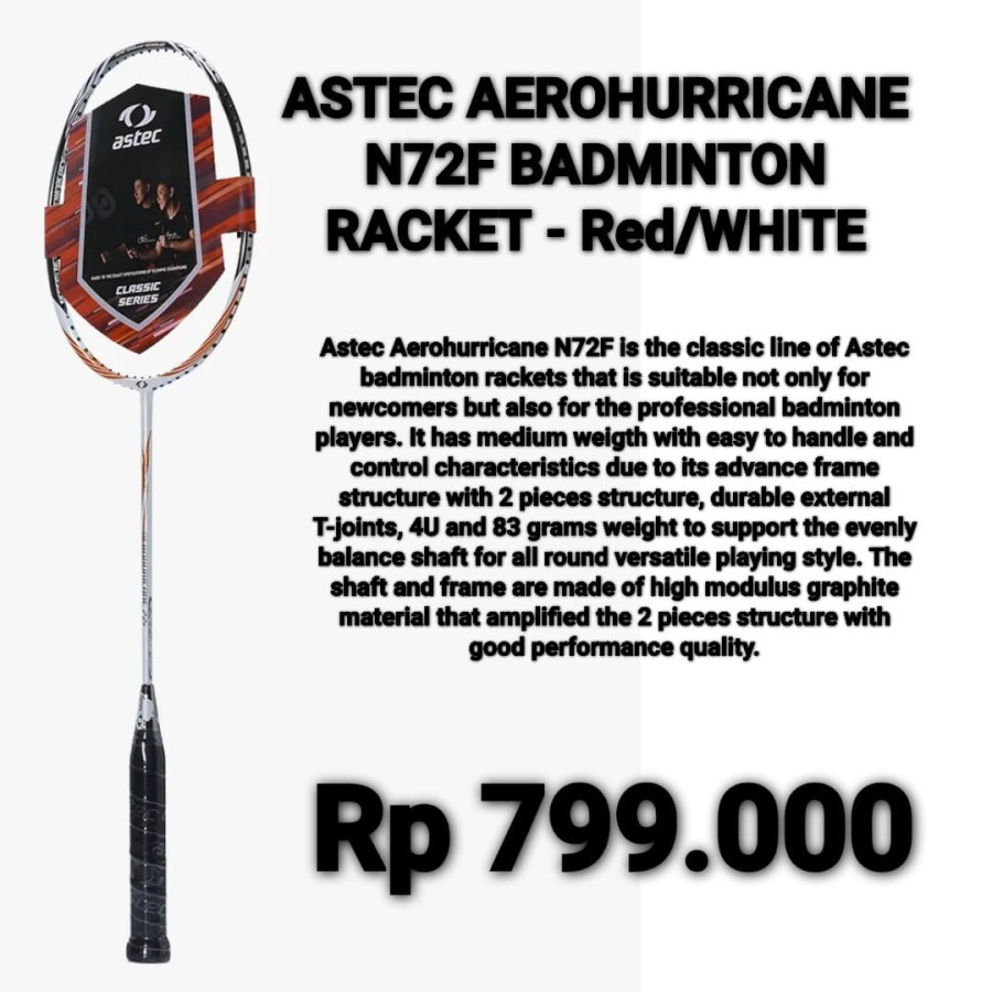 Raket Badminton Toalson Astec Aero Hurricane N72F 4U - Bulu Tangkis