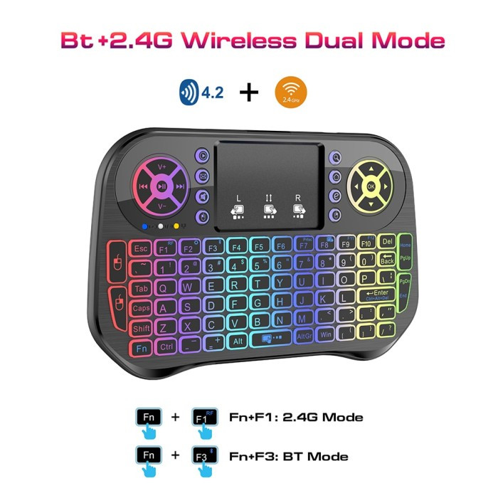 TJbok i10 Mini keyboard wireless and touchpad RGB Backlight Bluetooth  For android tv box Mini pc