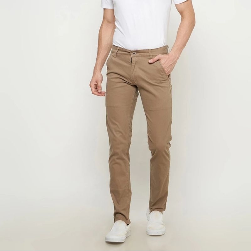 Celana Chinos Pria Big Size Panjang Beige
