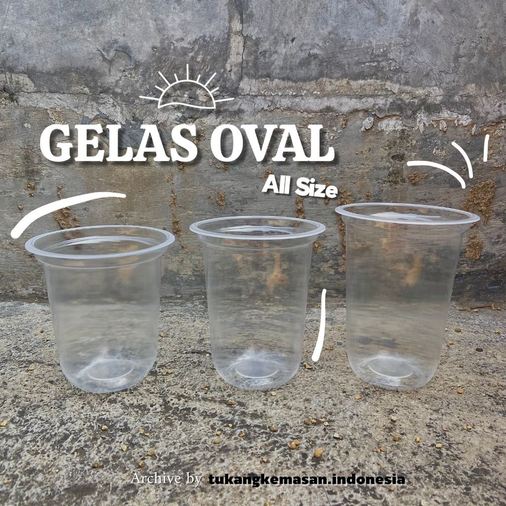 Gelas Plastik Oval (isi 50pcs) / Gelas Minuman