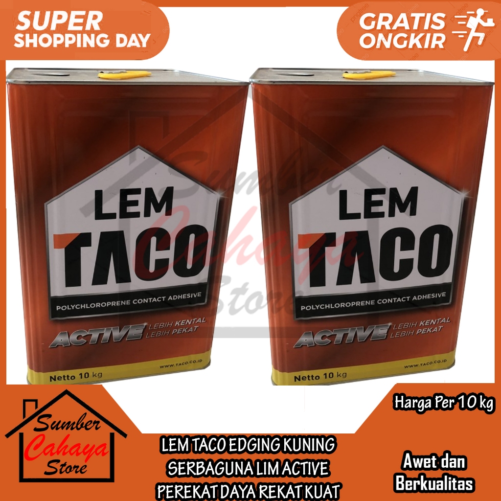 LEM TACO ACTIVE LIM MERAH 10 kg EDGING KUNING SERBAGUNA FOX AIBON AYBON MATERIAL HPL VINYL PEREKAT D