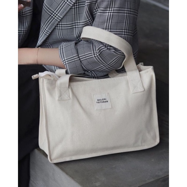 12.12 BIG SALE FASION GREIGE TOTEBAG KANVAS POLOS/ TOTEBAG grosir