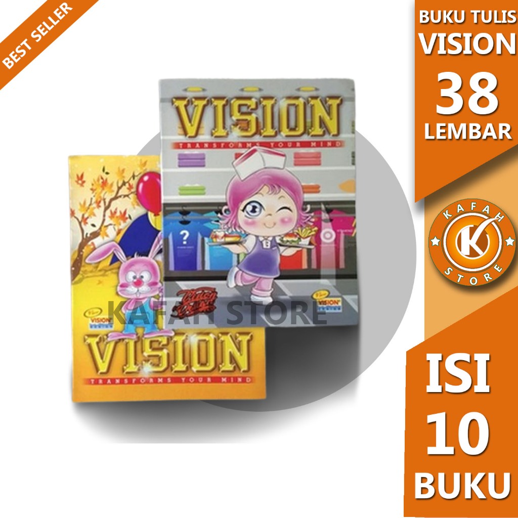 

BUKU TULIS VISION 38/58 LEMBAR, 1 PACK ISI 10 KAFAH STORE