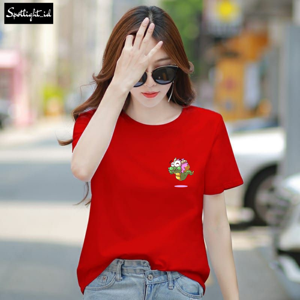 SPOTLIGHT_ID - BAJU KAOS WANITA IMLEK KARTUN NAGA , T SHIRT WANITA IMLEK KARTUN NAGA COMBED 30S , KA