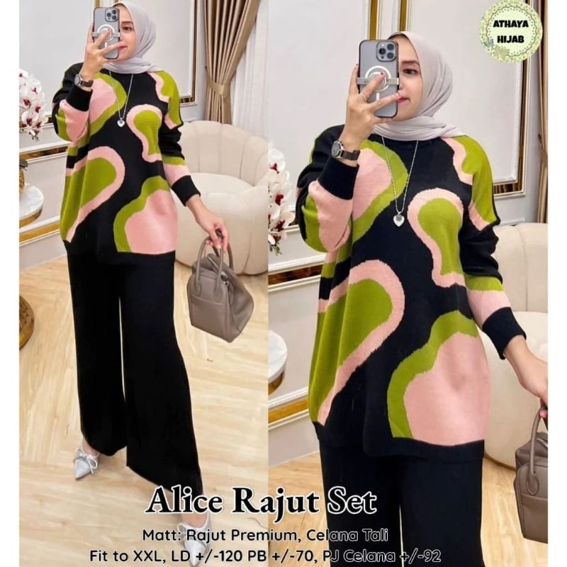 SETELAN WANITA ALICE RAJUT SET JUMBO