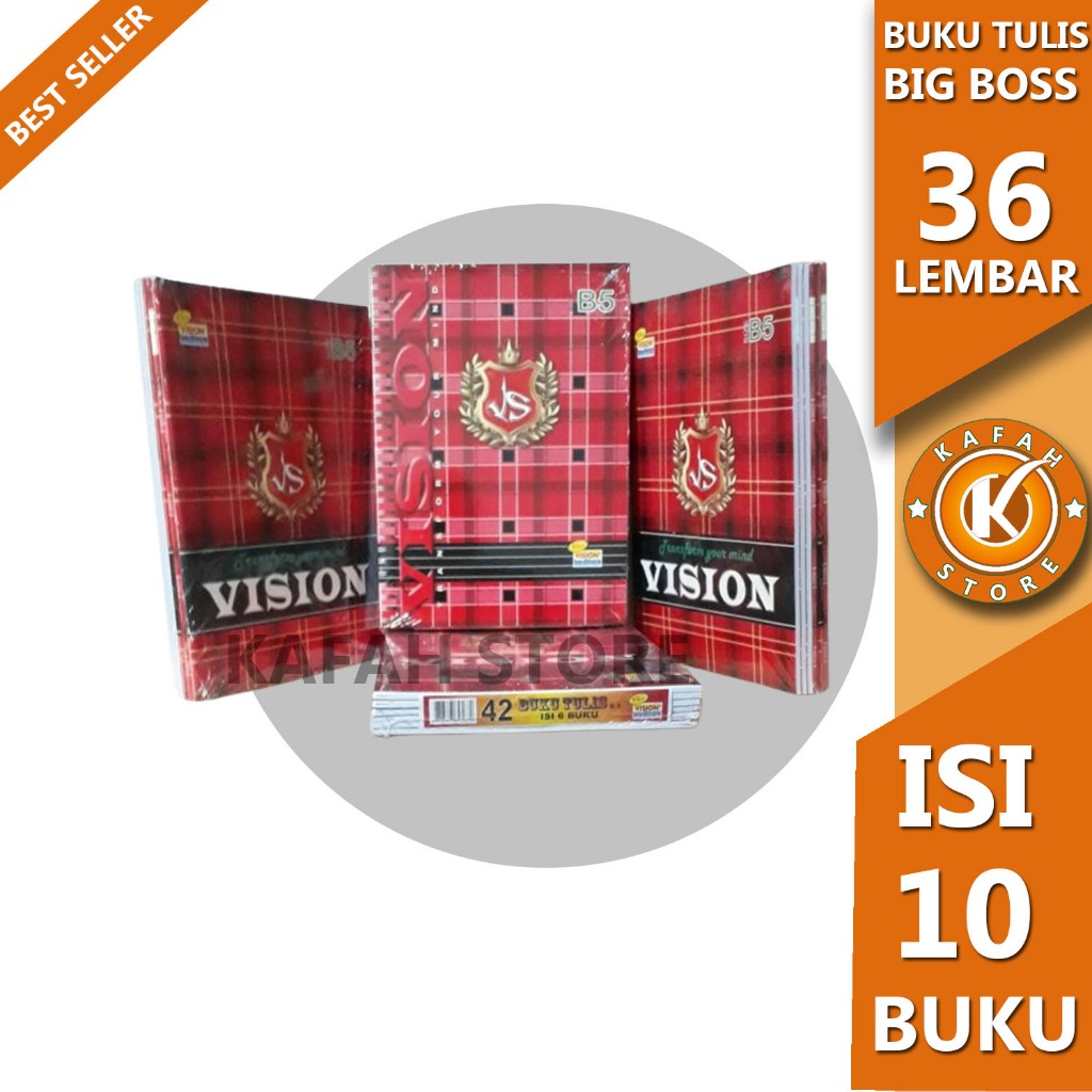 

BUKU TULIS BIG BOSS VISION 36/42 LEMBAR, 1 PACK ISI 10/6 KAFAH STORE