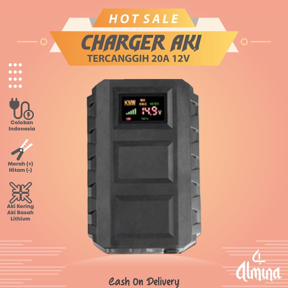 Best terlaris VOLTUNER Charger Aki Cas Aki 20A 12V Cas Aki Mobil Truck Motor 20 Ampere QHN