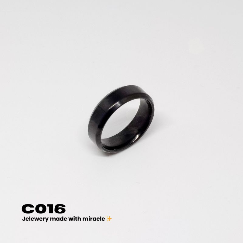 CINCIN TITANIUM ASLI CINCIN PRIA C016 TITANIUM STAINLESS CINCIN HITAM POLOS