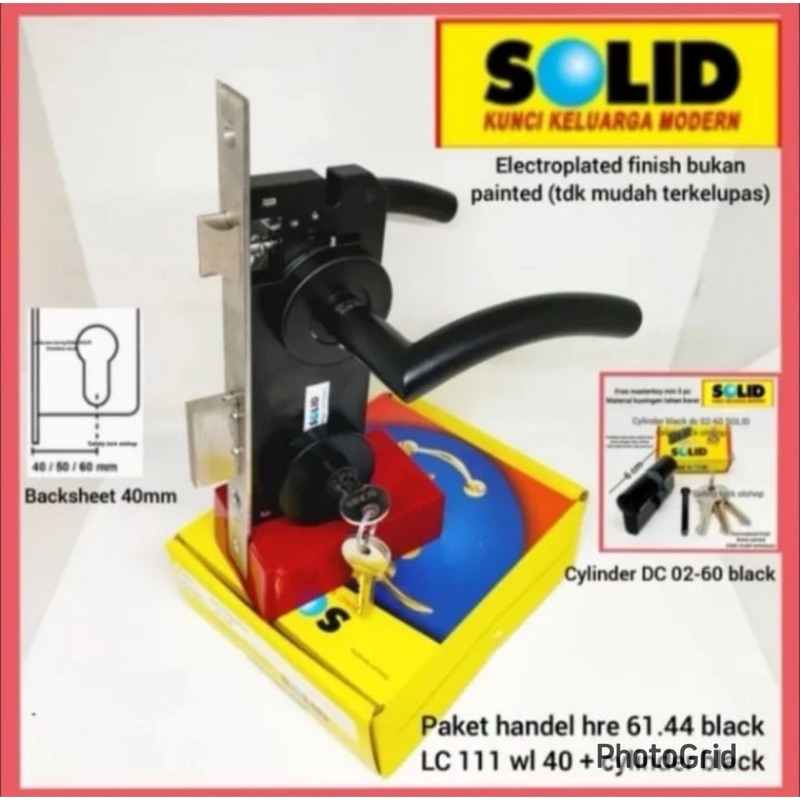 HRE 61.41 Set Solid hre 61.41 61.44 Black Hitam DEKKSON Sus 304 PROMO MURAH Kunci pintu model pisah 