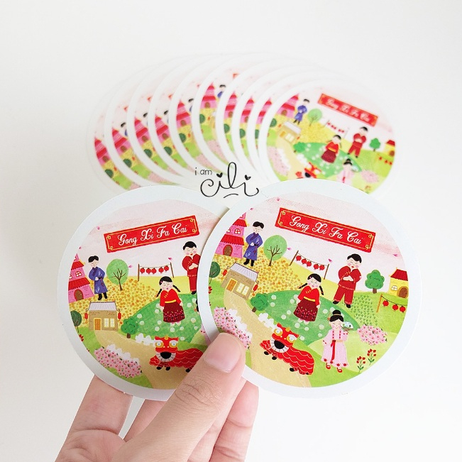 

(SCNY036) Stiker Imlek Cny Sincia VILLAGE untuk toples paperbag dus kotak iamcili [32pcs]