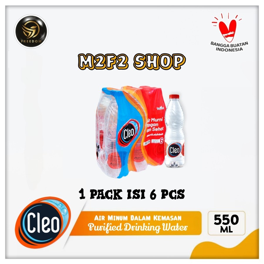 Air Mineral Cleo Botol Tanggung Plastik Pet - 550 ml Kemasan 1 Pack (Khusus Bluebird/Gosend/Grab)