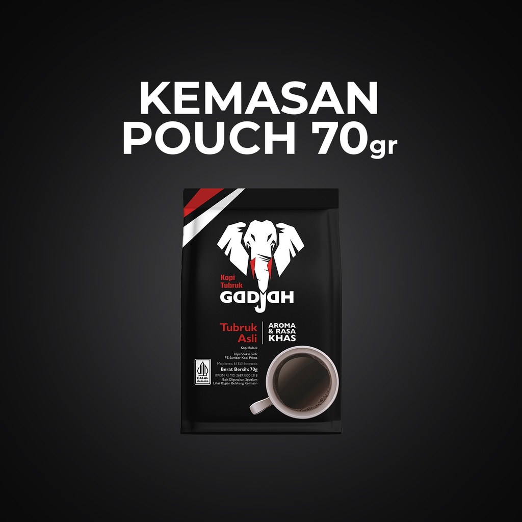 

[PGO] Kopi Tubruk Gadjah Asli Pouch 60 g - Bubuk Kopi Hitam 60g