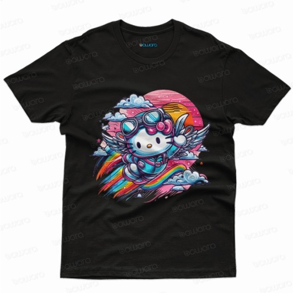 Kaos Distro Premium hello kitty fun versi-4 desain 3D cute atasan wanita