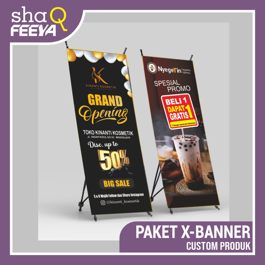 PAKET X Banner + tiang CUSTOM AGEN BRILINK WISUDA BANNER PROMO