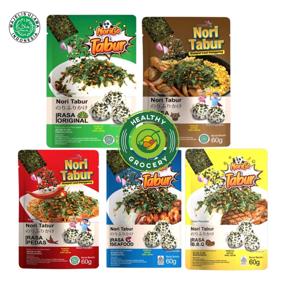 

Terl4ris Norigo Tabur Nori Tabur BBQ / Original / Pedas / Sapi / Seafood 60gr JAVA SUPER FOOD RUMPUT LAUT TABUR Promo Spesial