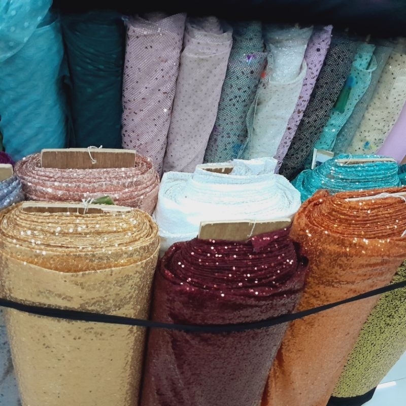 Kain Tile Seribu Payet Kain Bahan Baju Pesta Dijual Per Meter