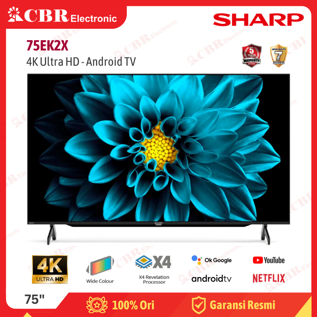 TV SHARP 75 Inch LED 75EK2X (4K UHD-Android TV)