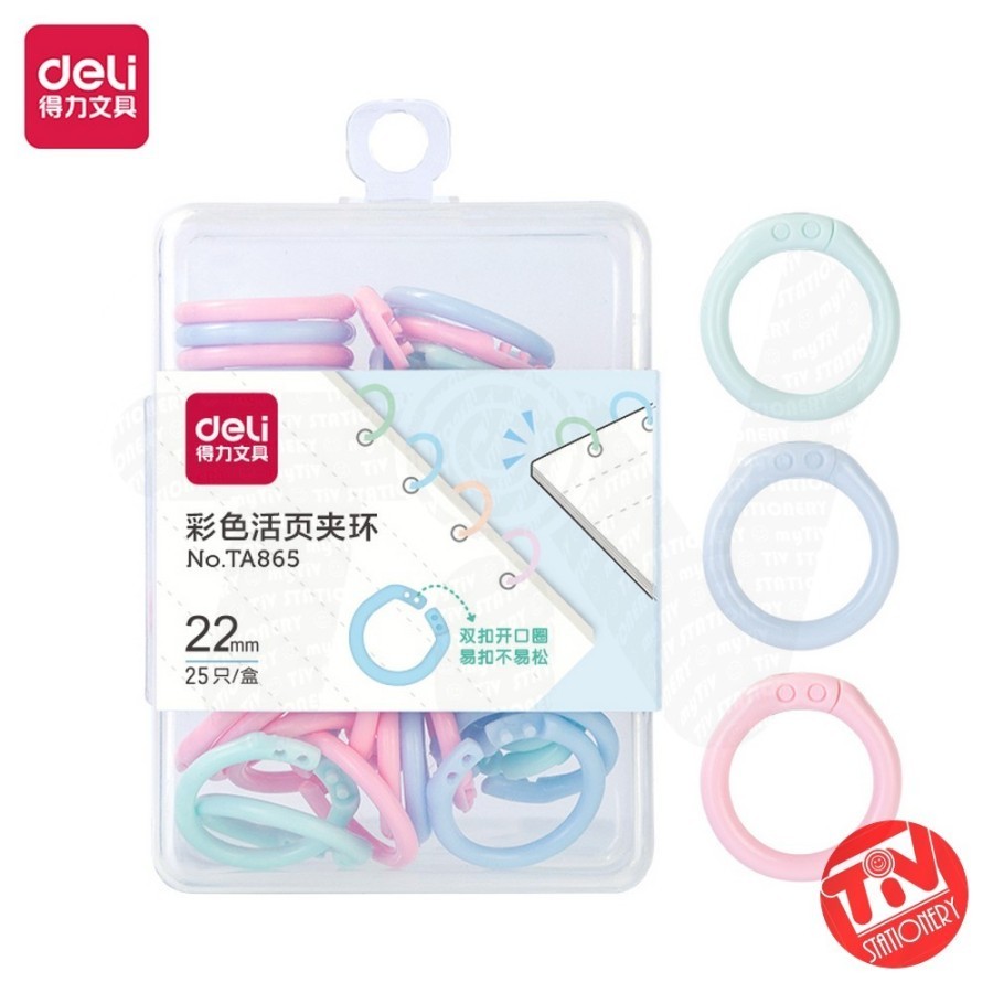 

Single Ring Binder Deli Pastel Color 22mm (isi 25)