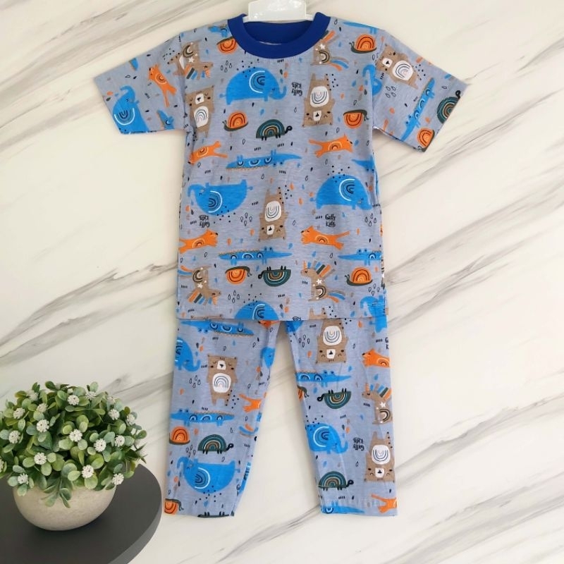 Setelan Baju Piyama Anak Unisex Pendek Panjang Full Printing Umur 4 bulan - 6 Tahun Gaffy Kids "Gaja