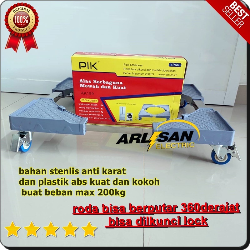 RODA KULKAS 1,2 PINTU ANTI KARAT ALAS TATAKAN MESIN CUCI 1,2 TABUNG RODA BISA DIKUNCI LOCK