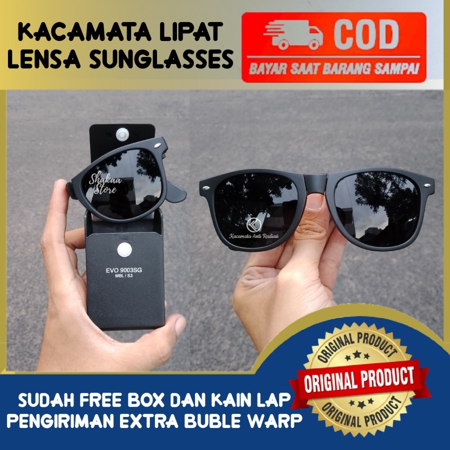 Kacamata minus hitam permanen model lipat kacamata folding minus hitam - Hitam
